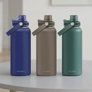 SANDJEST 32oz Sports Water Bottle with Spout Lid & Handle, Leak Proof Insulated Stainless Steel, Ideal for Outdoor Camping Travel Father's Day Gift