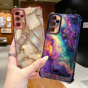 for Compatiable with Samsung Galaxy A15 A05 A35 A55 A14 A34 A33 A53 A73 A32 A56 A36 A06 A16 Luxury Marble Clear Plating Smartphone Case Anti Drop Cover