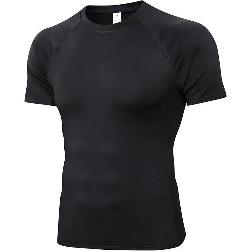 Men's Short Sleeve Compression Shirt, Dry Fit Performance Fitness Activewear, Breathable Sweat-Absorbing Cool Dry Baselayer Undershirt for Gym, Football, Breathable Sweat-Absorbing Men's Short Sleeves Sport T-Shirt, Compression Sports T-Shirt, Sporty Spor
