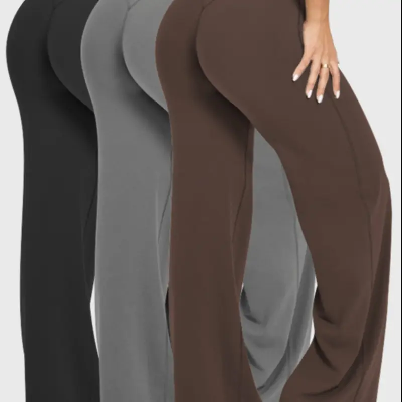 Three-Piece Women's High Waist Sports Outdoor Running Pants, Versatile Comfortable Yoga Fitness Trousers, Loose Wide Leg Pants for All Seasons, Yoga Bottoms, Athletic Bottoms, High Waist Sportswear