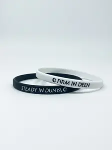 Firm in Deen Bracelet Set Steady in Dunya Motivational Reminder Thin Style Religious 2 Silicone Wristbands for Daily Inspiration Tool