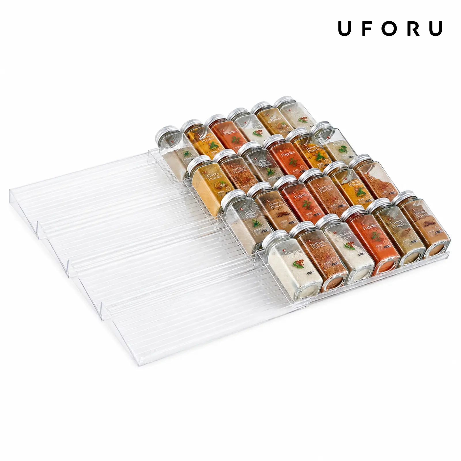 UFORU  4/8 piece transparent acrylic spice drawer storage box | expandable double-layer spice drawer inner box | can be used for drawer transparent acrylic kitchen storage artifact