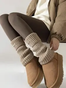Women's Solid Leg Warmers Cozy Warm Socks for Winter & Fall Daily Wear Comfortable Knit Design Fashionable & Stylish