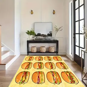 1pc Food Series Rug Blanket with Special Cartoon Burger Print, Perfect Gift for Family or Friends, Ideal for High Traffic Areas