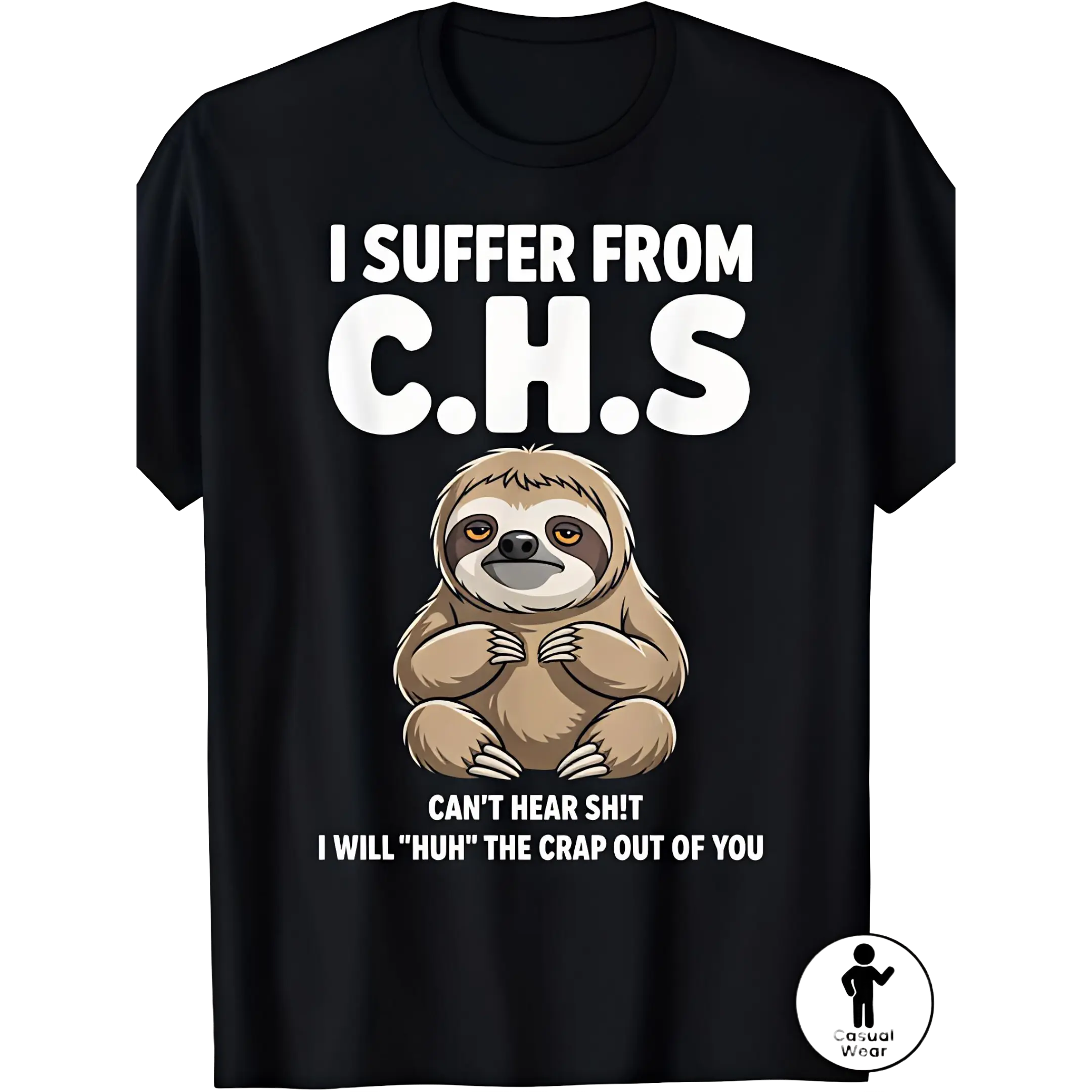 Men's Fun Lazy Bear Quote T-Shirt- "I Have OCD, I Will Make You Suffer"- with Text and Lazy Bear Pattern- Soft Stretch Fabric- Suitable for Party Casual Street Style