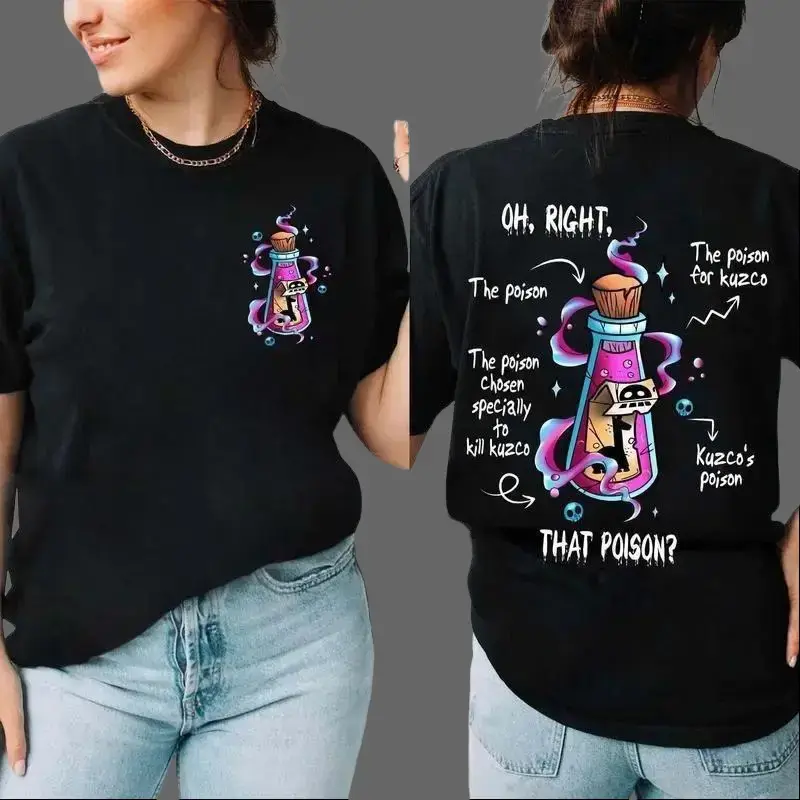 2-Sided Vintage Cotton Fabric Men's Short-Sleeve T-shirt - "Oh Right That Poison Llama Poison For Kuzco" The Emperor's New Groove Graphic Tee Menswear Top Tshirt Streetwear Crewneck Wetsuit Casual Tropical