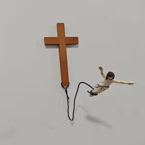 Creative Jesus Bungee Wall Decoration, 1pc Creative Hanging Ornament, Unique Home Decor, Stylish Wall Art, Perfect Gift Idea, Stylish Religious Decor, Spiritual Wall Decor, Religious Decorations, Decor Ornaments, Ornate Religious Decor, Church Wall Decor