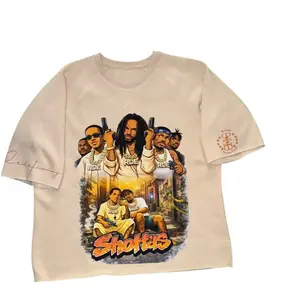 Gangsta Movie T Shirts - beige color, Black and White short sleeves, graphic print, casual style, men's wear