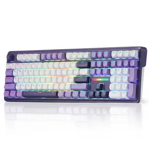 Redragon K745 PRO Wireless Gasket RGB Gaming Keyboard, 108 Keys Mechanical Keyboard w/Extra 4 Hotkeys, Hot-Swap South-Facing LED Socket, 5-Layer Noise Dampening, Round PBT Keycaps, Mint Mambo Switch,Charming Purple