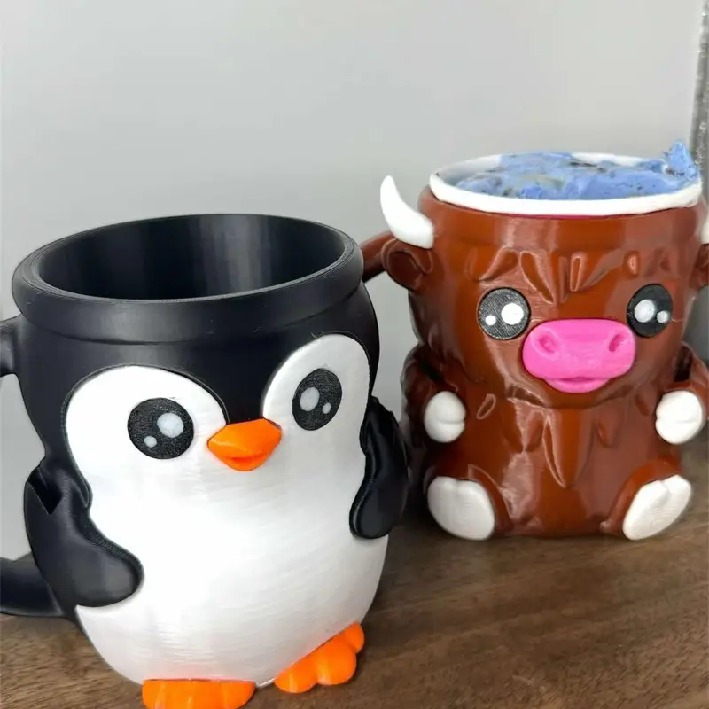 Penguin or Highland Cow Ice Cream Pint Holder 3D Printed Collectable Sweet Treat Buddy Kitchen