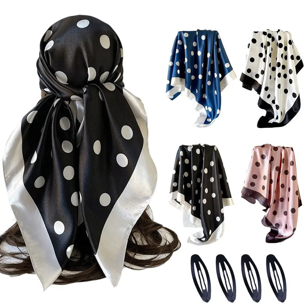 Pack Of 4 Satin Square Scarves for Women,with Paisley And Floral Patterns in Designs And Assorted Colors, Perfect for Both Formal And Casual Events
