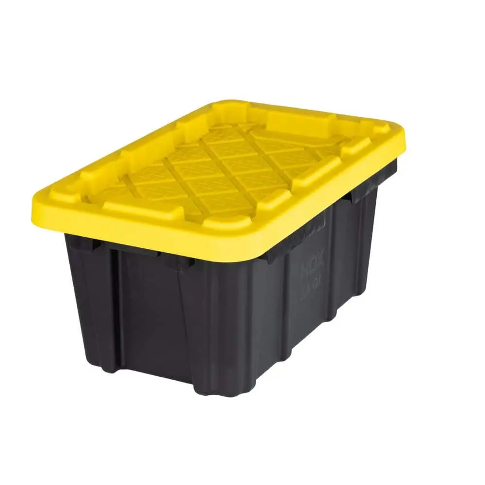 2-Pack 6.5 qt. Durable Plastic Organiser Storage Box with Lid, Black Tote with Yellow Lid, 9.5x5.5x6 Home Organizers Storage Boxes