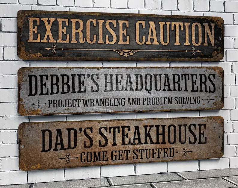 Customizable Rusty Metal Sign: Vintage Style Street Sign 16 × 4 inches