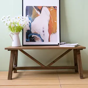 PieDle 43" Farmhouse Wood Bench, Narrow Bench, Long Bench Seat for Entryway, Living Room, Dining Room, Solid Wood