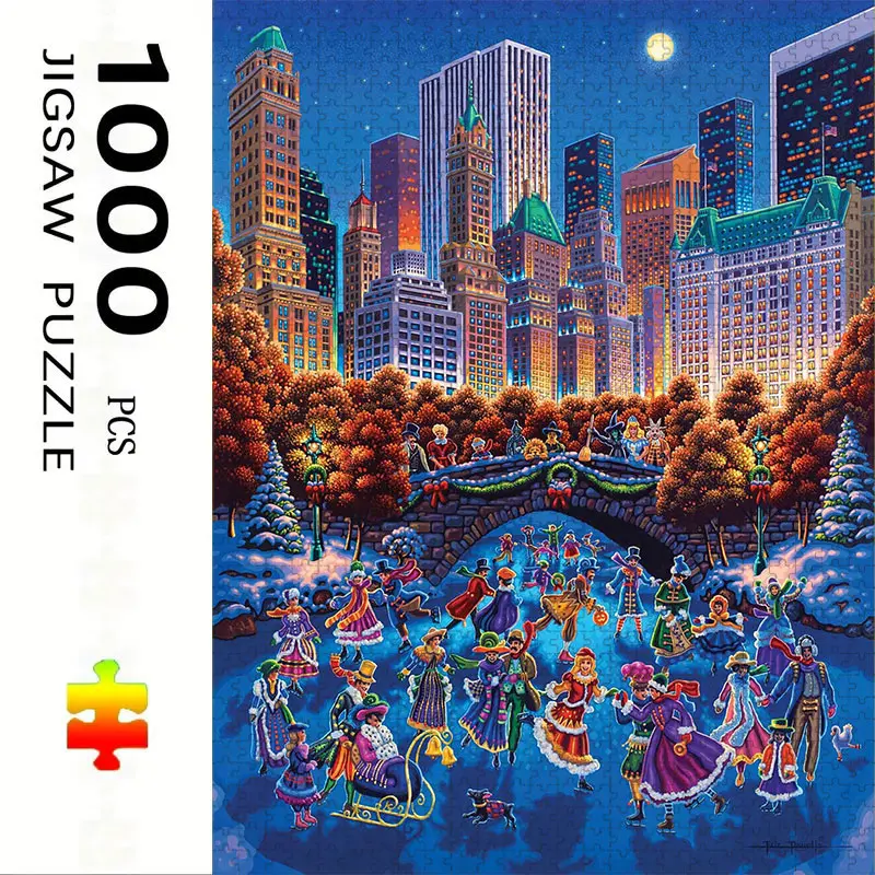 1000 Piece Christmas Party Theme Puzzle, Large Adult Family Interactive Toy, DIY Home Decor Brain Challenge, Holiday Scene, Mixed Colors, Puzzle Art Gift
