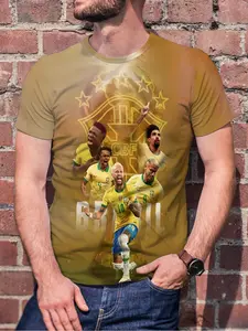 Men's Fashion Trendy Short Sleeve T-Shirt, Perfect for Spring Summer, 3D Print Casual Top, Comfortable Breathable
