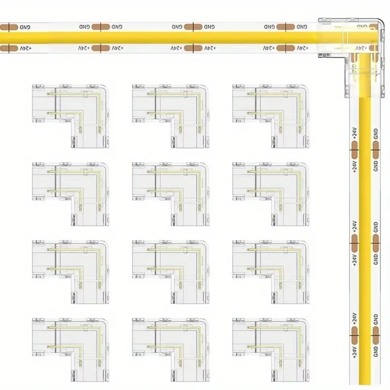 5/10 Pieces 2-Pin 8mm COB LED Strip Lighting Connector, Versatile L-Shape Corner Connector, DIY LED Project Installation, Ideal for Home & Office Use, Led Light Connectors, Lighting Accessories