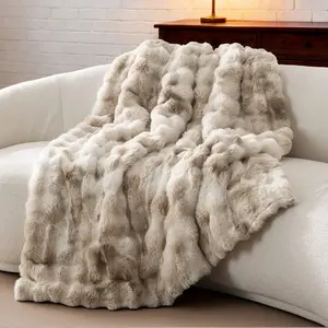 【Valentine's Day gift】Bedsure Weighted Faux Rabbit Fur , Soft Fluffy Fuzzy  Cozy Plush Sherpa Fleece  Blanket, Thick Warm Christmas Blanket Gifts for Women,The  Blanket  For Stress & Anxiety,Soft  Warm ComforterComforter