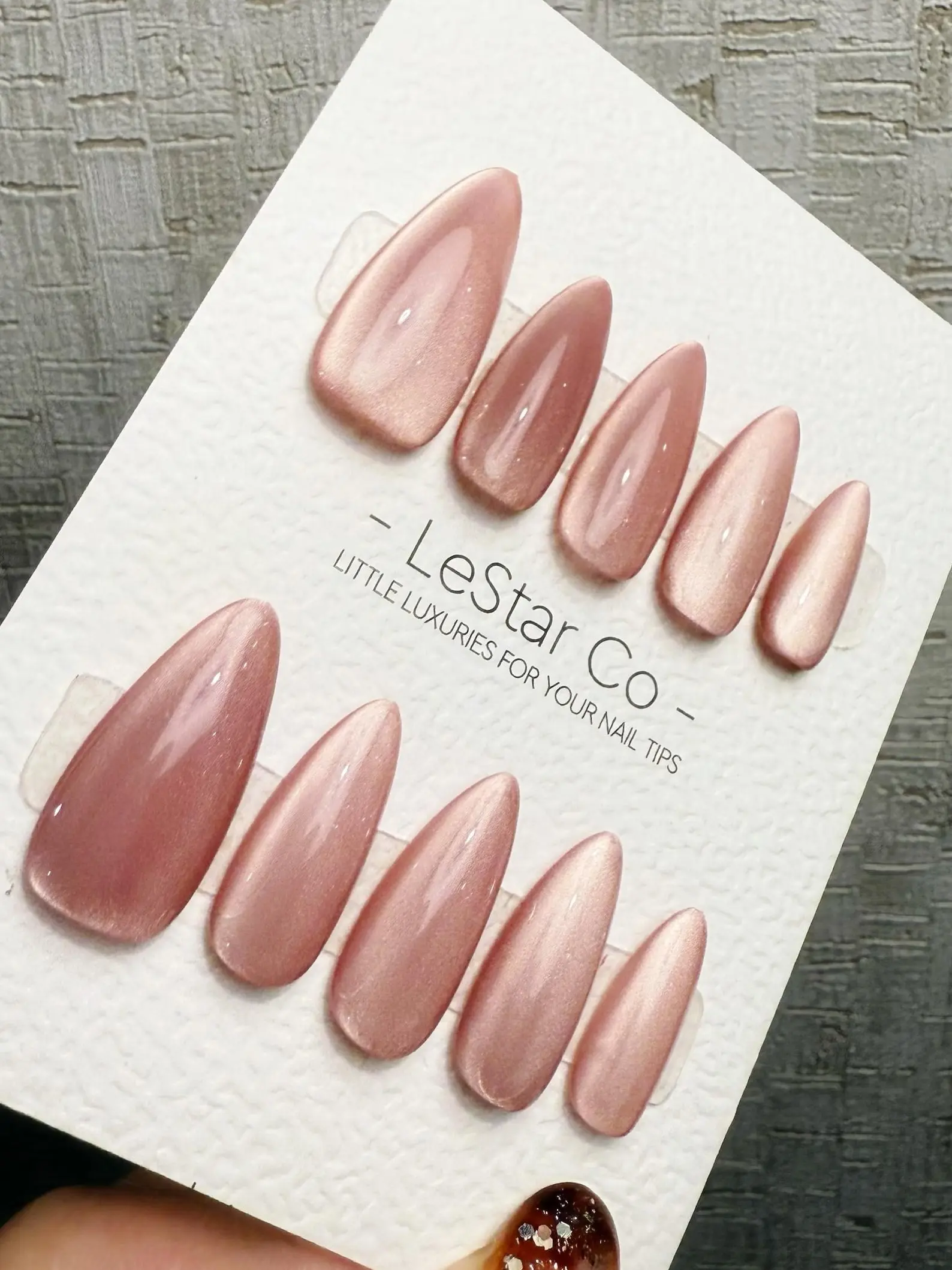Rosewood Cat Eye Press On Nails | Almond, Coffin, Square, Oval & Stiletto | Handmade Gel Acrylic Fake Nails | Luxury Reusable Magnetic Cat Eye Glue On Nails | Elegant Manicure for Wedding, Birthday & Everyday Wear
