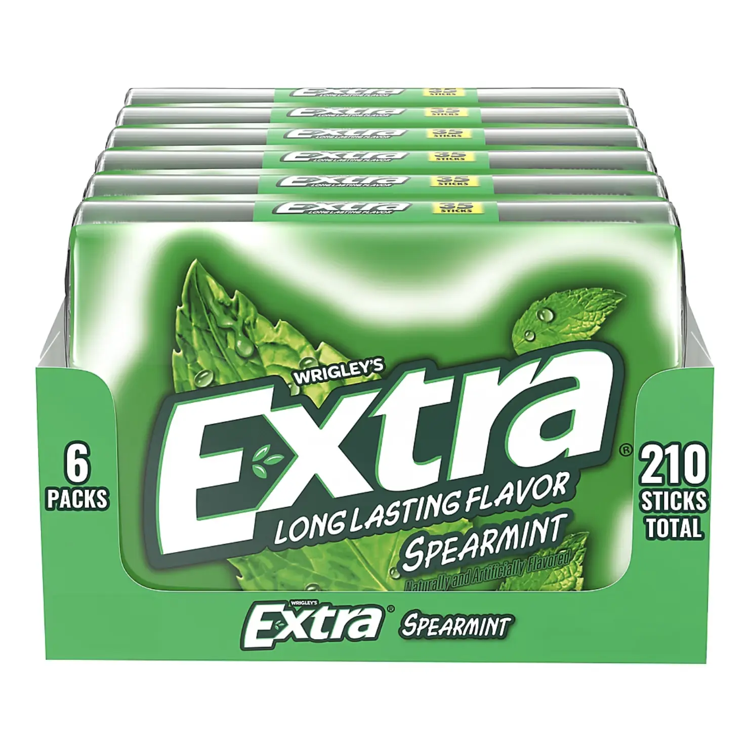 Extra Gum Spearmint, 35 Pieces Per Pack, 6 packs Sugar-Free Chewing Gum