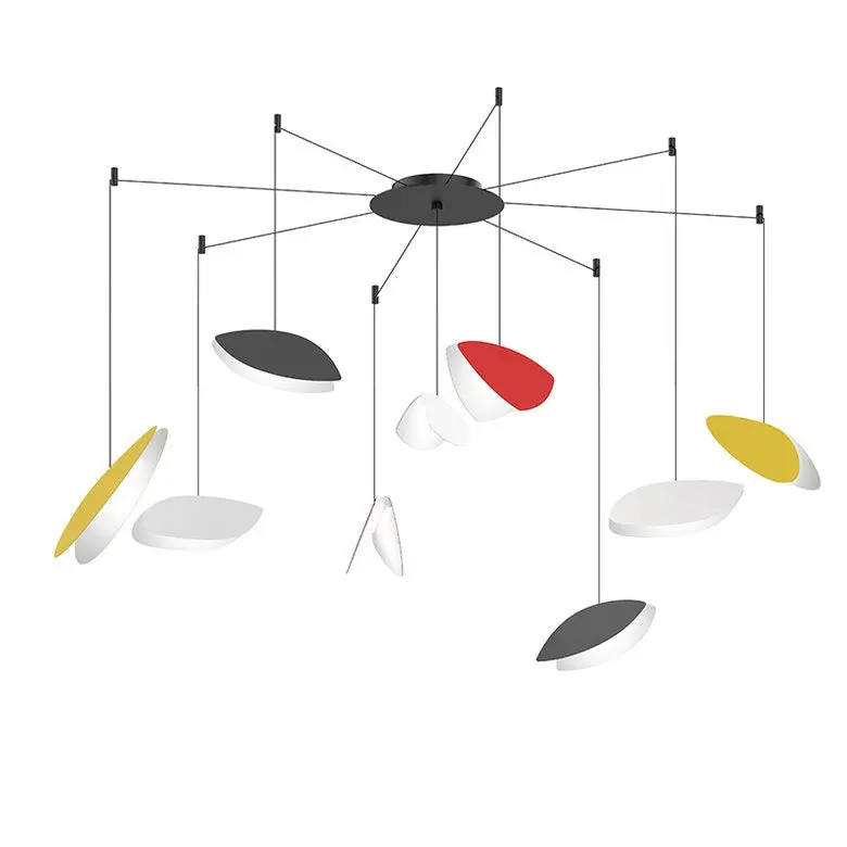 Papillons 9-Light LED Chandelier - Modern Whimsical Design Inspired by Mondrian and Miró