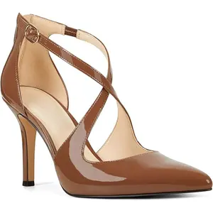 Coutgo Women's Pumps High Heels Pointed Toe Crossed Strap D'Orsay Zip Up Stilettos Party Dress Shoes for Special Occasions - Sandal, Summer