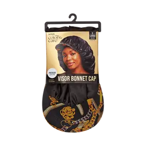 KISS Colors & Care Silky Satin Visor Bonnet Cap - XL Black