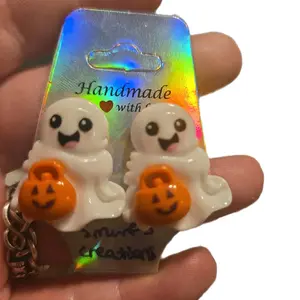 Smart Creations Handmade Stainless Steel Super Excited Ghost with Pumpkin Halloween Jewelry Collection