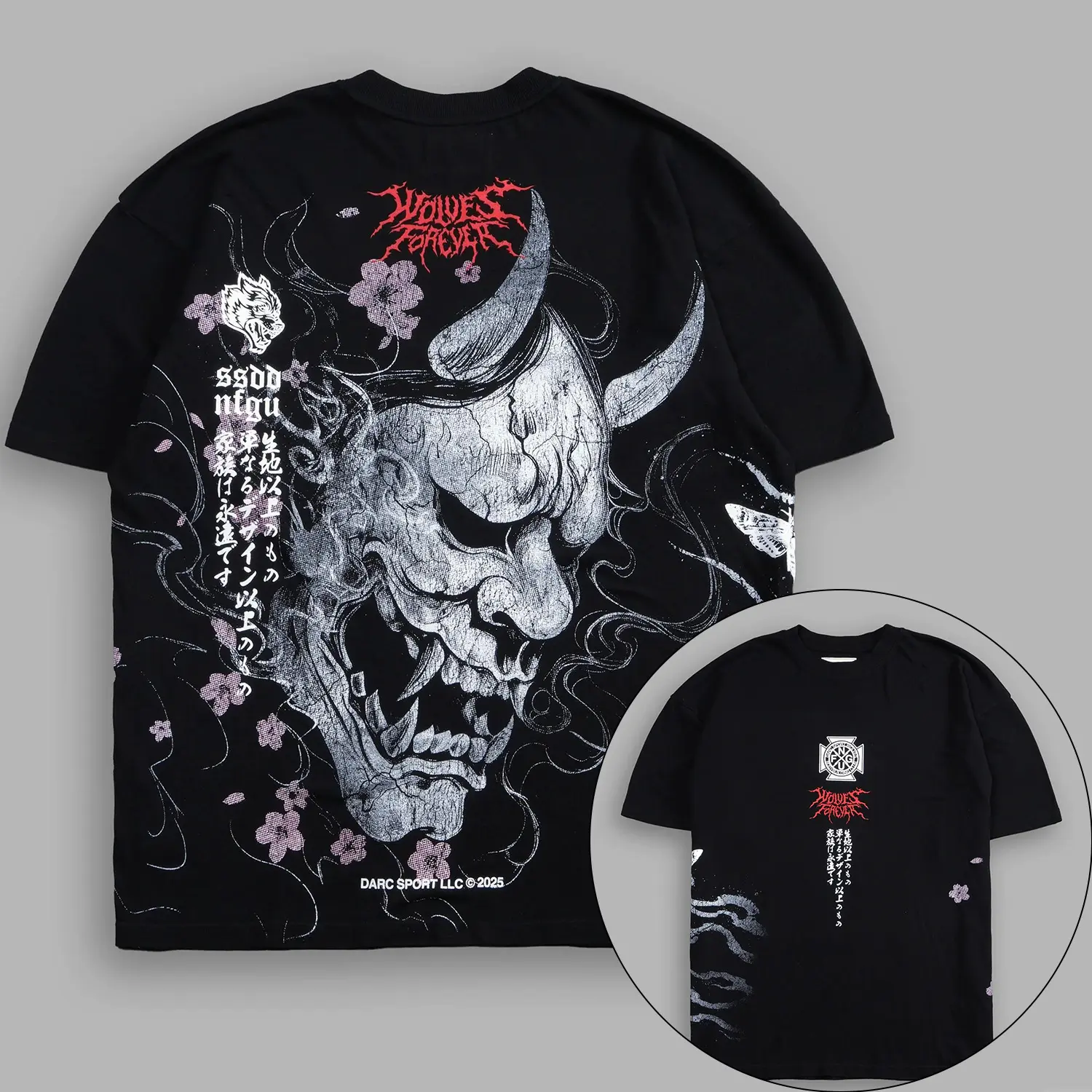 Bushido Hannya Oversized Streetwear Tshirt - Vintage Summer Casual Crewneck Top, Relaxed Everyday Training Wear