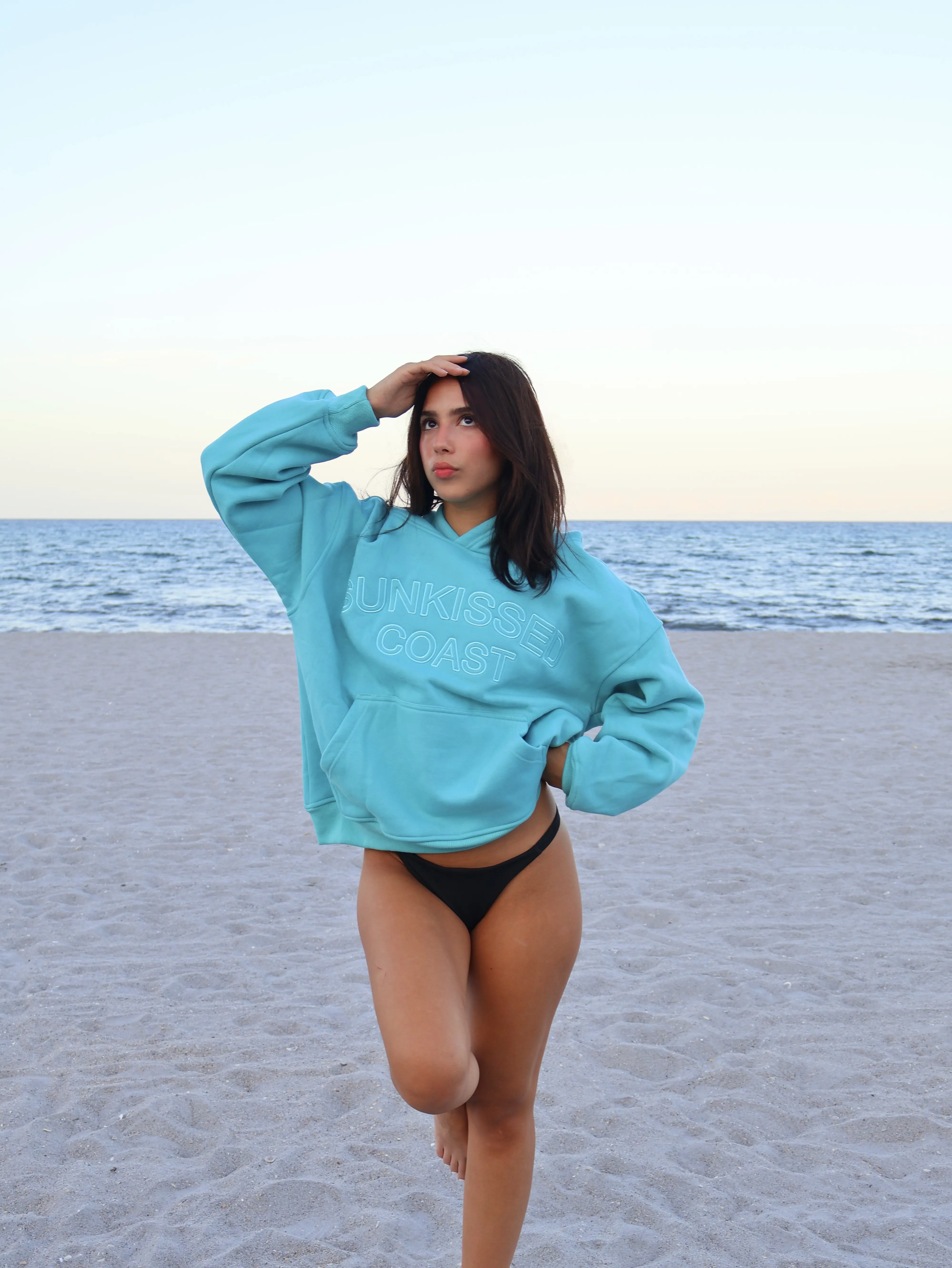 Sunkissed Coast Co. Premium 450 GSM Oversized Hoodie | 100% Cotton Drop Shoulder Polar Fleece in SeaGlass