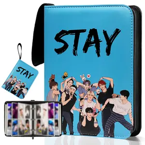 KPOP Photocard Binder(400 Pockets), Cute Cartoon Idol Photo Album, Zipper PU Leather with Wrist Strap Design