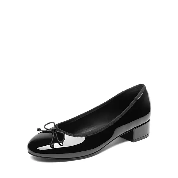 DREAM PAIRS Women's Elegant Heels - Chunky Heeled Ballet Pumps, Formal Medium Heel Pumps with Soft Bow, Comfortable for Daily Wear