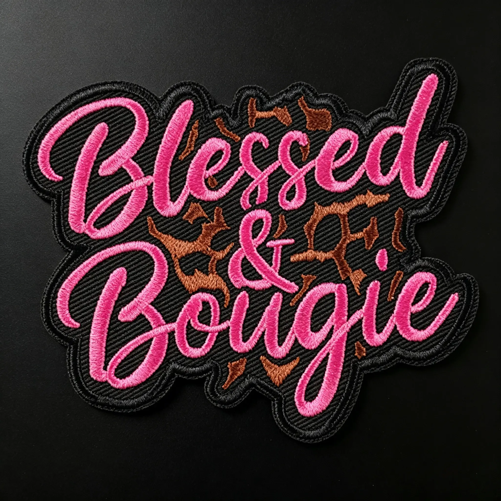 Blessed & Bougie Punk Embroidery Patch, Thorn Embroidery, Adhesive Iron-On, Suitable for Clothes, Jackets, Hats, Accessories, Embroidered Patches, 1 Piece