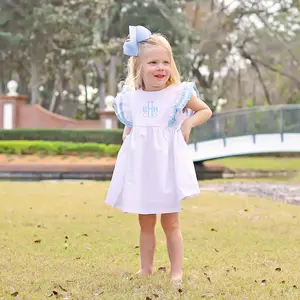 White & Light Blue Alice Dress - Sweet Girls Ruffle Outfit