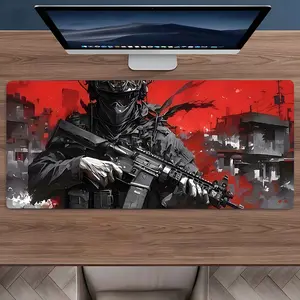 Cool Warrior Character Large Gaming Mouse Pad,Aesthetic Desktop Drotection Pad,Washable Rubber Pad Non-Slip Lock Edge Multi-Size Mouse Pad Suitable For Home Office,Desk Accessories,Good Gift for Family and Friends