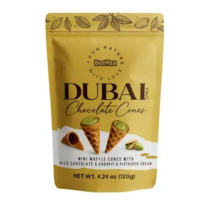 Authentic Dubai-Style Chocolate Cones | 4.24 oz of Luxurious Middle Eastern Indulgence | Mini Waffle Cones Filled with Pistachio Cream, Milk Chocolate & Crunchy Kadaifi – Imported from Turkey