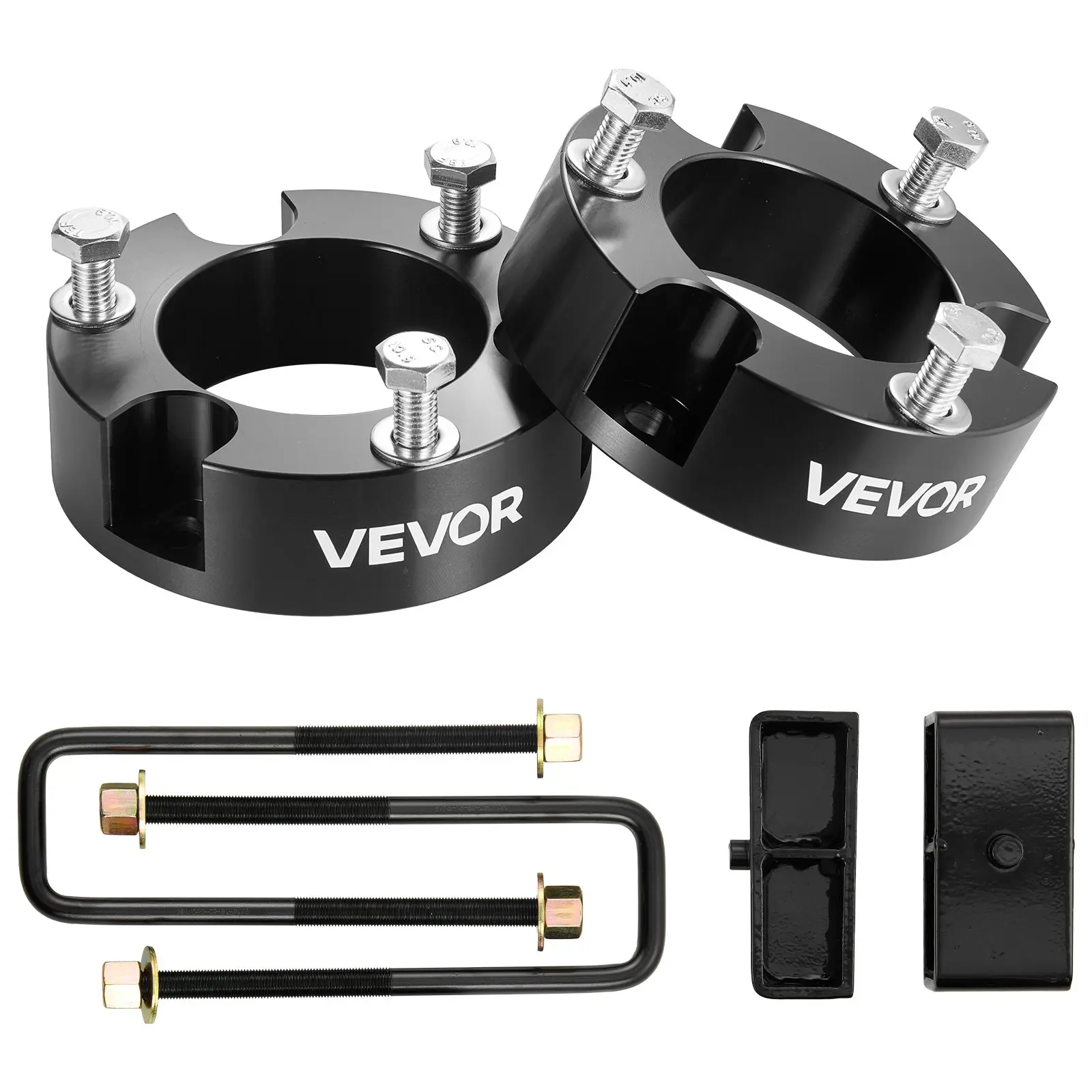 VEVOR Full Set 3-in Suspension Leveling Lift Kit, High Precision 2-in Rear Lift Kit for 2005-2023 Toyota Tacoma 2WD/4WD, Corrosion Resistant Front Strut Spacers, Rear Blocks, U-Bolts with Suspension Holes