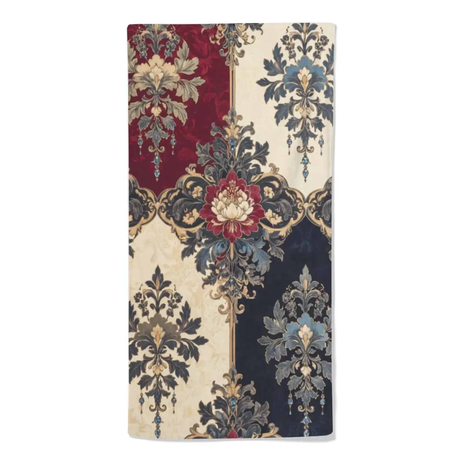 Ornate Antique Flower Print Microfiber Towel 40×60cm, Quick Drying Bathroom Hand Towel for Home Decoration