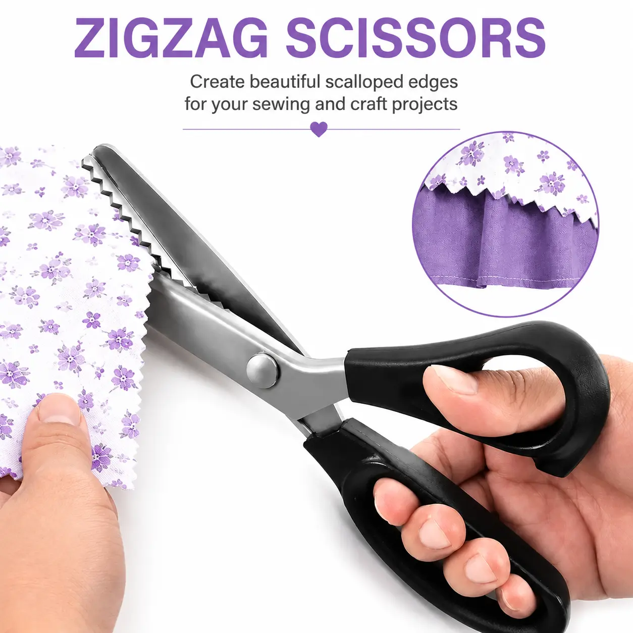 Stainless Steel Zig Zag Pinking Shears with Serrated Teeth - Durable, Sharp Sewing Tool for DIY Crafts, Dressmaking - Textiles & Sewing Supplies Accessory