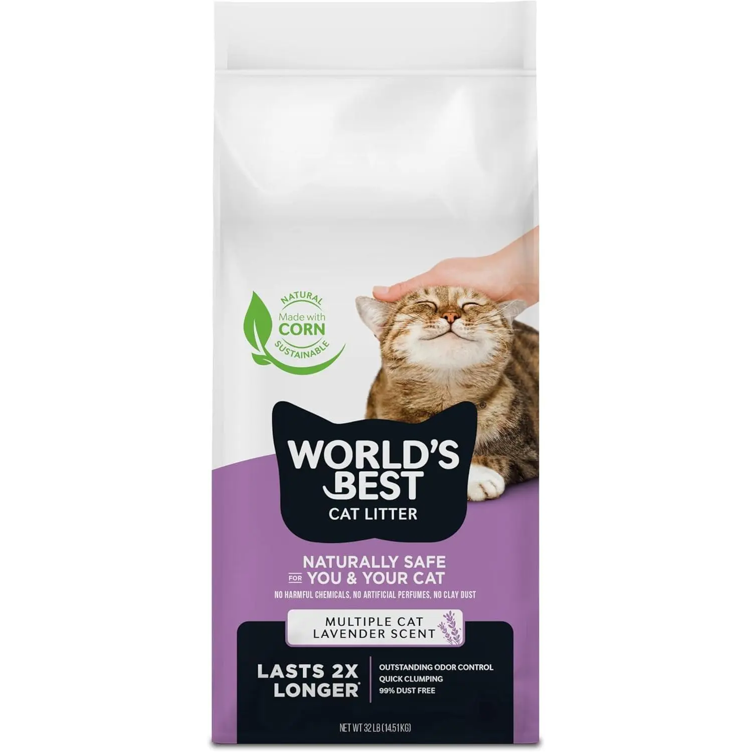 World's Best Cat Litter, Lavender Scented, Long-Lasting Odor Control, 15 lbs