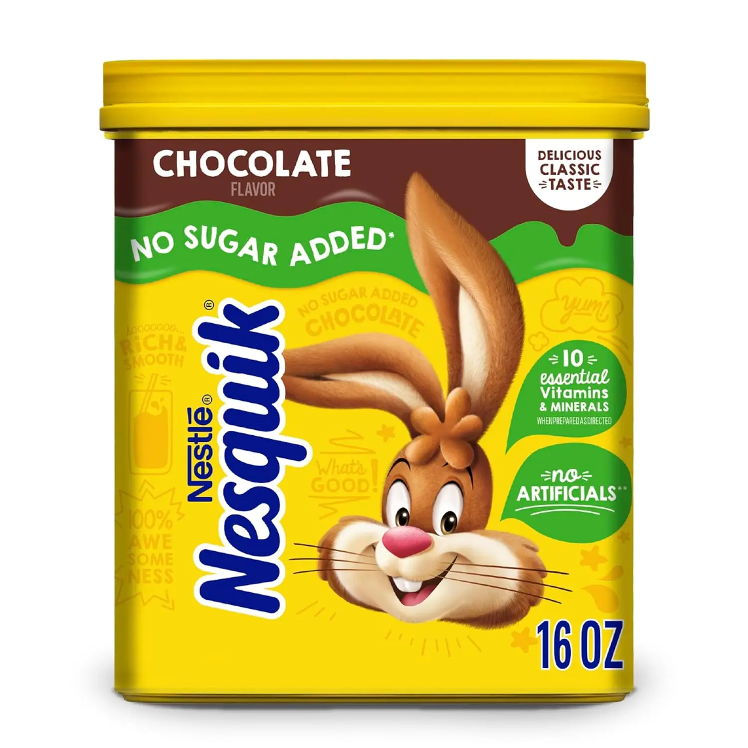 Nesquik Chocolate Powder No Sugar Added, 16 oz