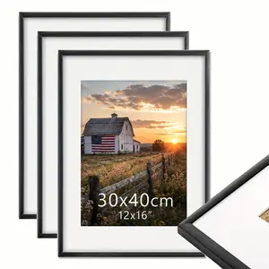 30x40cm 3 pcs Black Aluminum Picture Frames Modern Metal Poster Frames for Wall Art, Gallery Wall Decor, Thin Minimalist Photo Frames with Plexiglass for Living Room Bedroom Office Home Decor