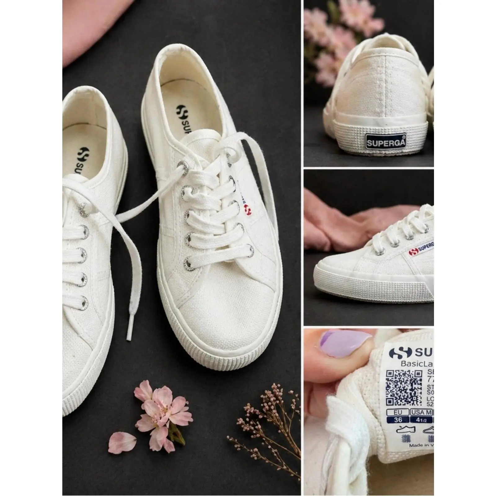 Men's Superga White Low-Top Canvas Casual Classic Trainers, Men's Casual Classic Footwear Shoe