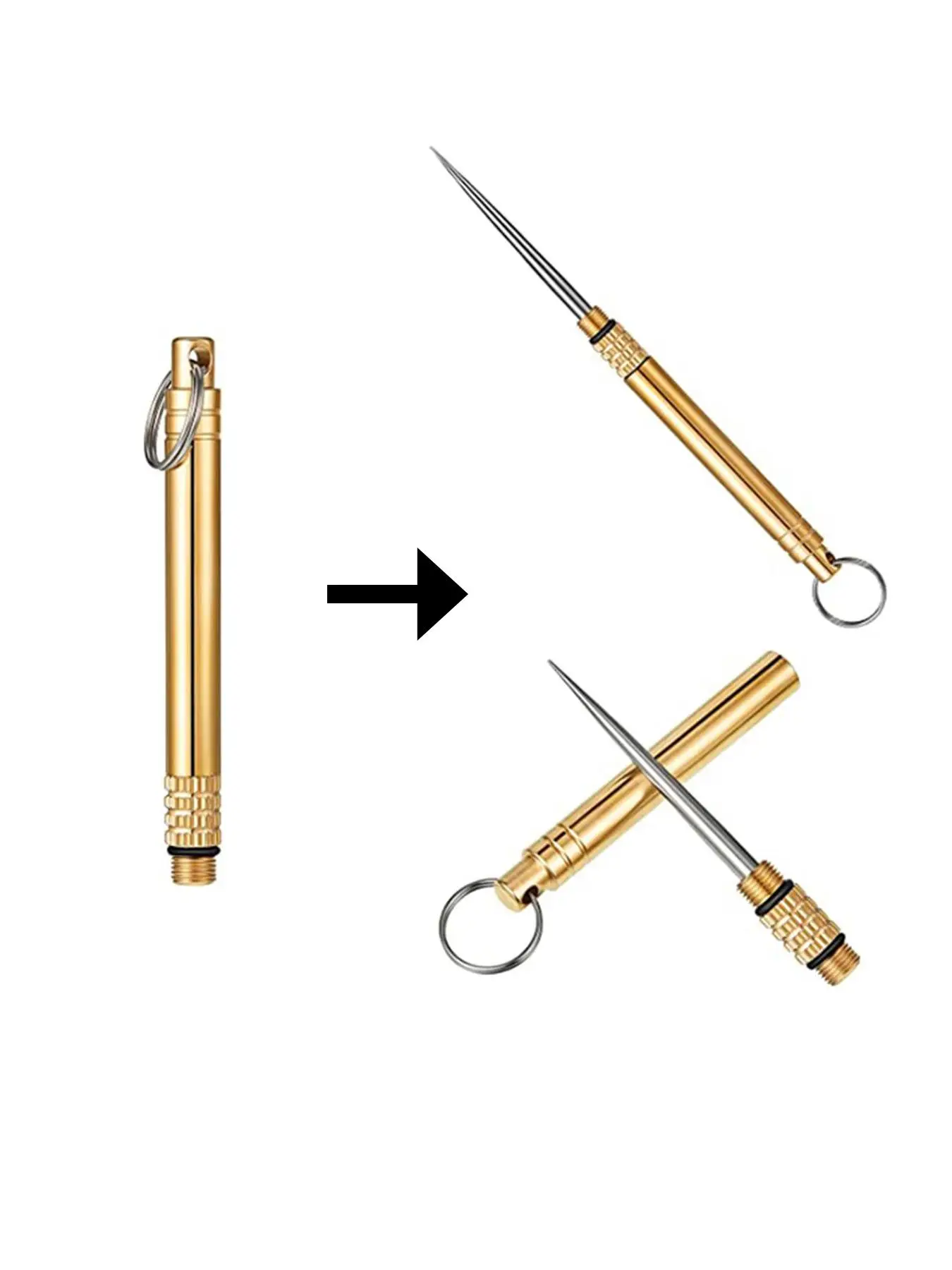 Portable Titanium Toothpicks, Pocket Toothpicks Keychain, Brass Toothpick Holder for Picnic Camping Accessories, Trendy Exquisite Keychain for Birthda