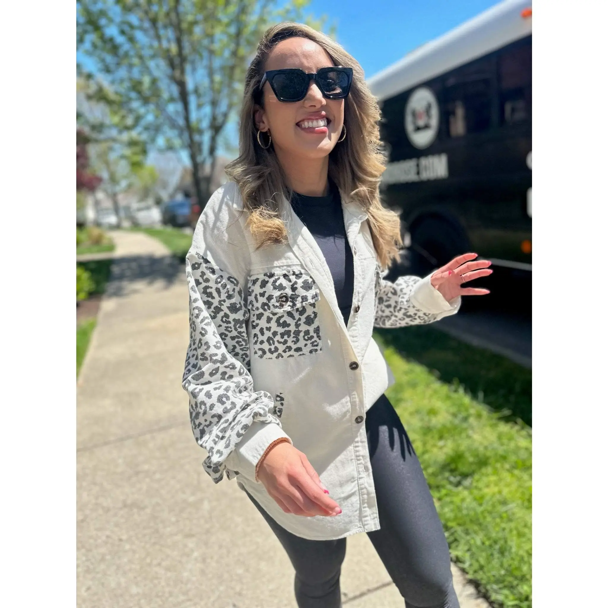 Leopard Print Soft Corduroy Shacket