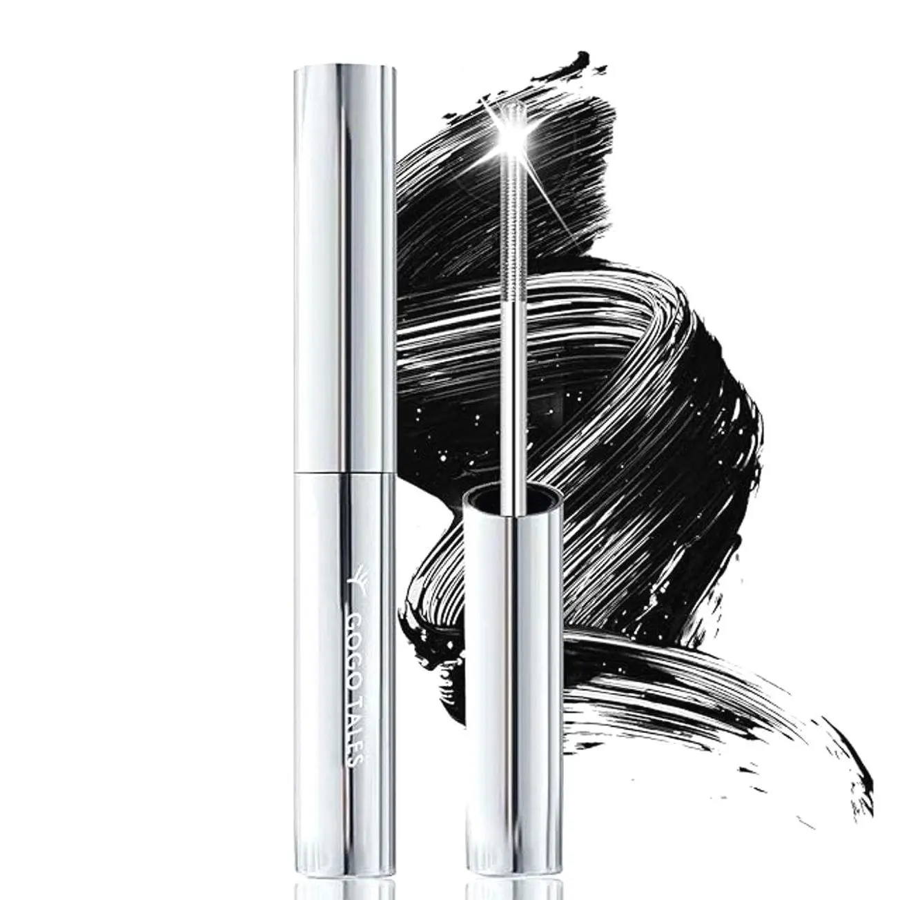 Black Washable Metal Mascara Wand, Waterproof Iron Wand Mascara, Natural Length Slim Volume Building Mascara, Long Lasting Smudge-Proof No Flaking Tint