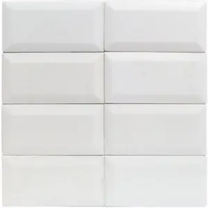 Thassos White Beveled  3x6 Polished/Honed Marble Subway Tile Sample