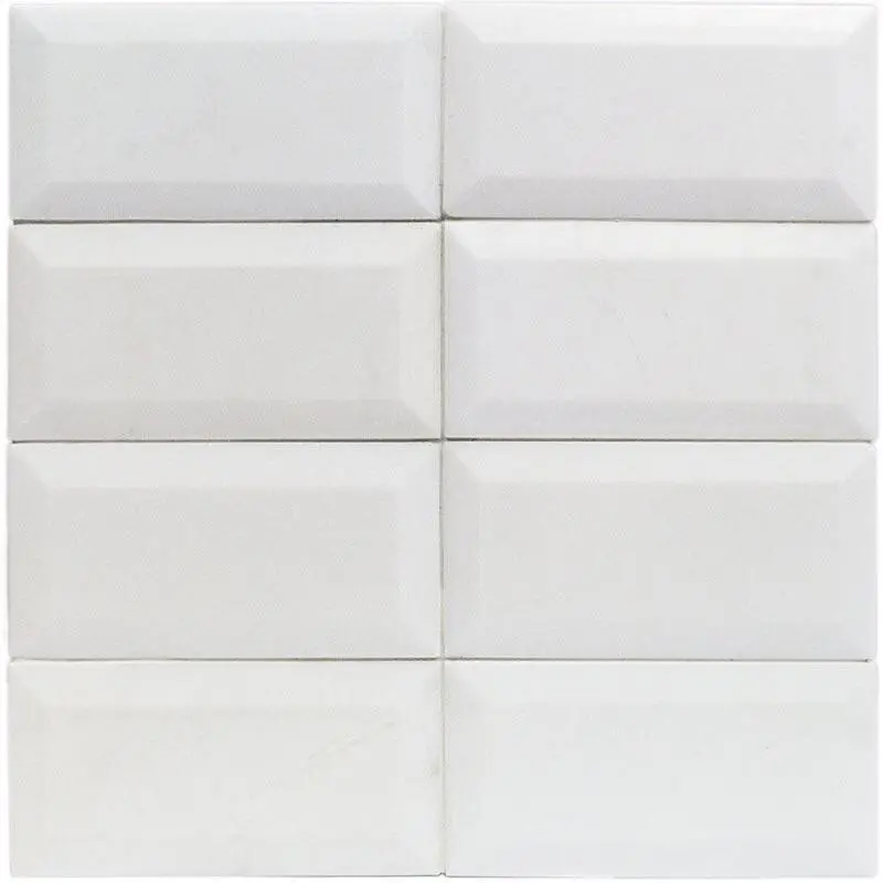 Thassos White Beveled  3x6 Polished/Honed Marble Subway Tile Sample