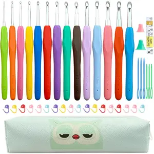 Crochet Hook 14 Sizes Crochet Hook Set,50pcs Yarn Crochet Kit for Beginners  Soft Handles for  Hands,Crochet  Kit with Case for Crocheters(2mm-10mm)