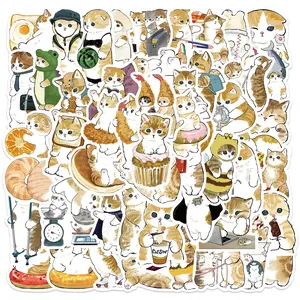 64Pcs Cute Animal Stickers Funny Cat Meme Waterproof Animation Decals for Water Bottle Laptop Guitar Phone Skateboard Suitcase